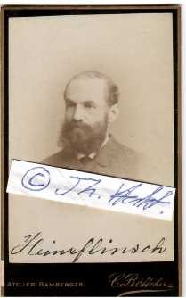 HEINRICH FLINSCH (1839-1921) deutscher Papierfabrikant und linksliberaler Politiker, M.d.R. (Fortschrittspartei, Deutsche Freisinnige Partei), Inhaber galvanoplastischer Anstalten und Schriftgießereien in Frankfurt am Main und St. Petersburg sowie Eigentümer einer Papierfabrik in Freiburg im Breisgau, Stadtrat in Frankfurt am Main. Er war von 1904 bis 1910 Vorsitzender des Handelsvertrags-Vereins, Vorsitzender der Vereinigung der Schriftgießerei-Besitzer Deutschlands und des Deutsch-Französischen Wirtschaftsvereins, Mitglied des Großen Ausschusses des Bundes der Industriellen und Mitglied des konstituierenden Präsidiums des Hansa-Bundes.