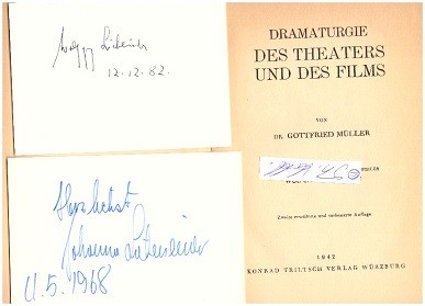 WOLFGANG LIEBENEINER (1905-87) dt. Regisseur und Schauspieler, 1939 wurde er Leiter der Fachschaft Film der Reichsfilmkammer; ; JOHANNA LIEBENEINER (1945) deutsche Schauspielerin