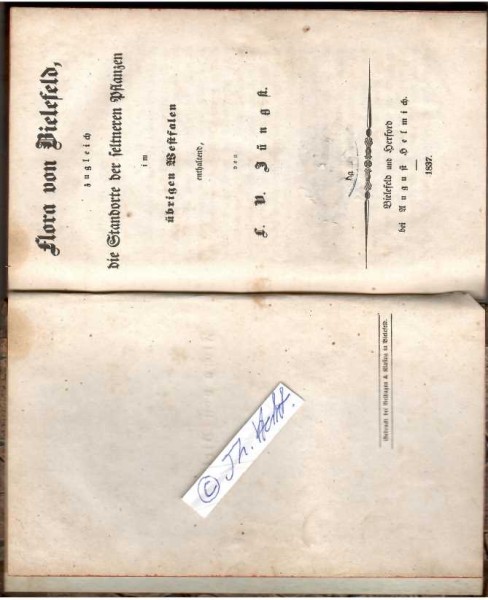 LUDWIG VOLRATH JÜNGST (1804-80) deutscher Lehrer für Naturgeschichte, Geographie und Deutsch, Autor sowie Ehrenbürger der Stadt Bielefeld