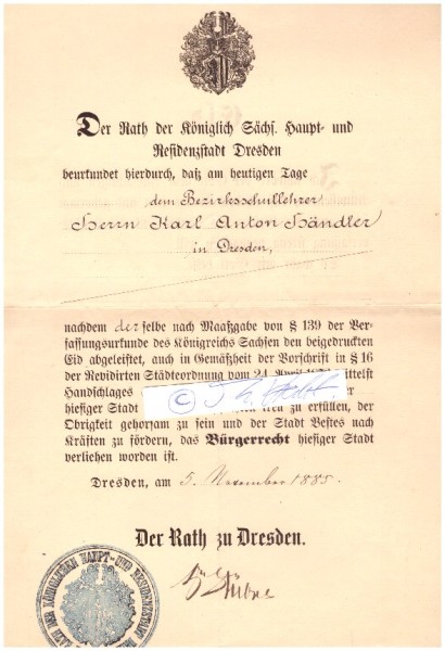 PAUL ALFRED STÜBEL (1827-95) deutscher Politiker, M.d.R., Oberbürgermeister von Dresden 1877-95