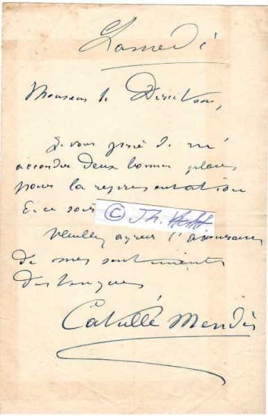 CATULLE MENDES (1841-1909 Eisenbahnunfall) französischer Schriftsteller und Dichter / french writer and poet. Verheiratet u.a. mit Judith Gautier, der Tochter Théophile Gautiers und mit der Komponistin Augusta Holmès.