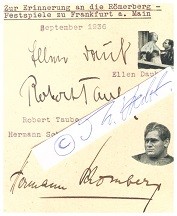 ELLEN DAUB (1900-65) deutsche Schauspielerin, HERMANN SCHOMBERG (1907-75) deutscher Schauspieler, ROBERT TAUBE (1880-1964) deutscher Theater- und Filmschauspieler