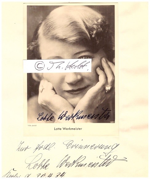 LOTTE WERKMEISTER (1885-1970) deutsche Chansonnière, Kabarettistin und Filmschauspielerin