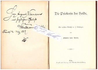 WALTHER SCHULTE VOM BRÜHL (1858-1921, Pseudonym für Walther Schulte-Heuthaus, weiteres Pseudonym: Johann Hennrich) deutscher Journalist, Schriftsteller und Maler