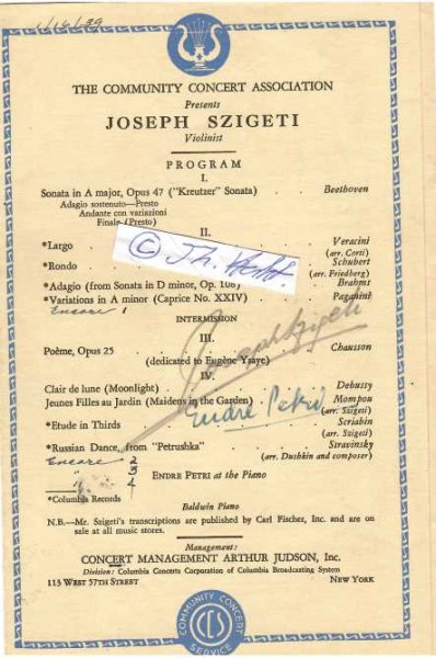 JOSEPH SZIGETI (1892-1973) US-amerikanischer Violinvirtuose und -lehrer ungarischer Herkunft