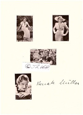 RENATE MÜLLER (1906-37 SM) früh verstorbene deutsche Sängerin und Schauspielerin, u.a. Liebling der Götter (1930), Die Privatsekretärin (1931), Über Viktor und Viktoria (1933) und Allotria (1936)